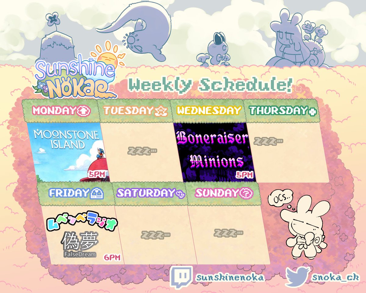 schedule babyyy
see ya then (times are in est)
