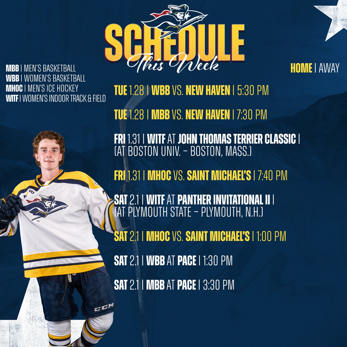 SNHU Athletics (@snhupenmen) on Twitter photo Four home games dot this week's schedule, including <a href="/PenmenIceHockey/">SNHU Penmen Ice Hockey</a>'s weekend set with Saint Michael's, which sits two points in front of the Penmen in second place in the NE10 standings.
snhupenmen.com/calendar?vtype… Four home games dot this week's schedule, including <a href="/PenmenIceHockey/">SNHU Penmen Ice Hockey</a>'s weekend set with Saint Michael's, which sits two points in front of the Penmen in second place in the NE10 standings.
snhupenmen.com/calendar?vtype…