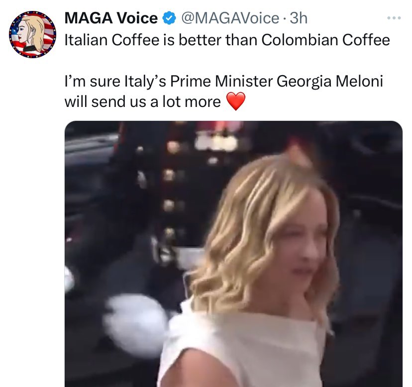 Here is yet another MAGA imbecile who thinks Italian coffee is grown in Italy. These people would be seriously challenged in a debate with a papaya. The papaya would win, and then they would declare that papayas hate America and ban them.