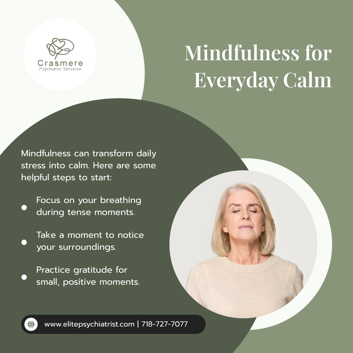 CrasmerePsych's tweet photo. Bring mindfulness into your daily life. Reduce stress, stay present, and embrace a calmer mindset with these simple techniques. Start small and feel the difference. 

#StatenIslandNY #PsychiatricServices #MindfulnessTips #StressRelief #DailyWellness https://t.co/snBUlxC1Ln