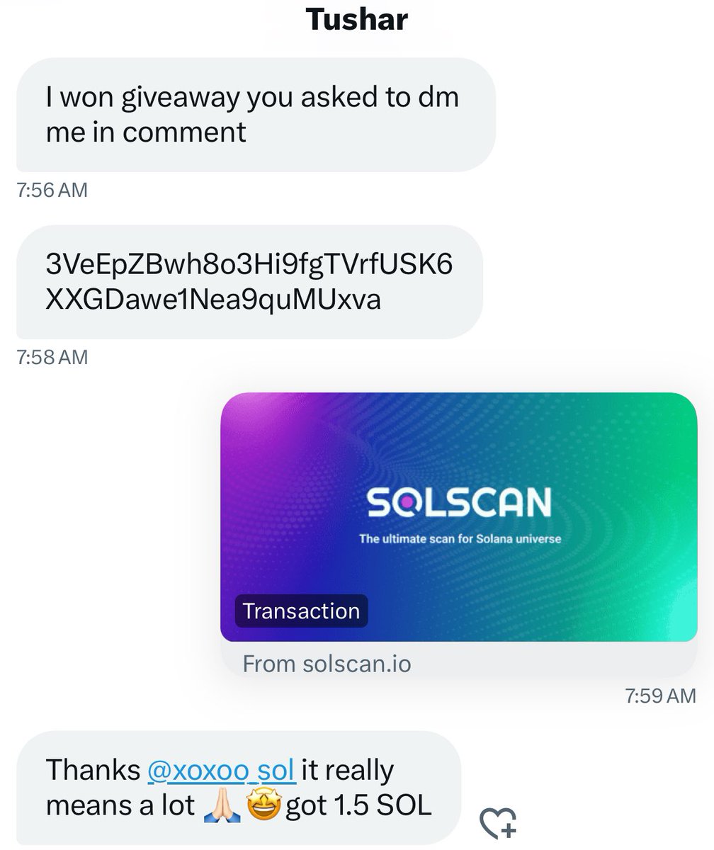 Sent another random wallet 1.5 $SOL, Check your wallet.

Drop your sol wallets, today will be your lucky day  3.0 $SOL this time ! 💰👀