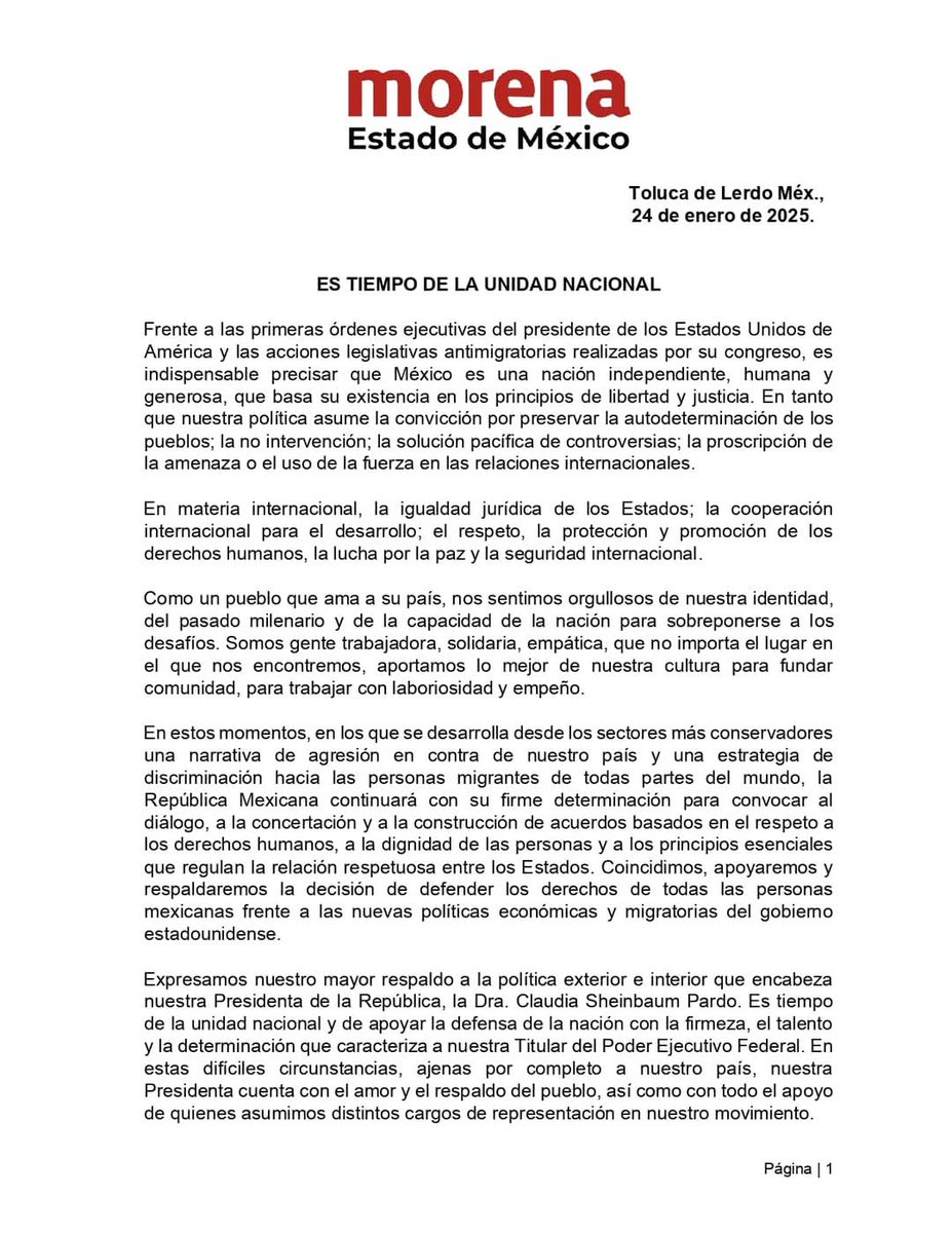 JuanHugoNeza's tweet photo. Nuestras hermanas y hermanos migrantes no están solos, ante las adversidades que pudieran presentarse de las deportaciones de Estados Unidos a México, las y los diputados de @PartidoMorenaMx Estado de México respaldamos las medidas emprendidas por nuestra Presidenta @Claudiashein para recibirlos dignamente. Estamos dispuestos a defender los derechos de nuestros paisanos y a trabajar en lo que haya necesidad para darles cobijo y apoyo a su regreso.