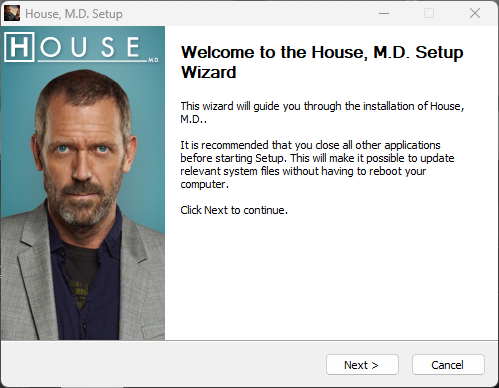 mousethatgirl's tweet image. i just found out about the 2010 house m.d. game for PC and DS and the installer is so funny to look at. i feel like @socpens needs to see it immediately