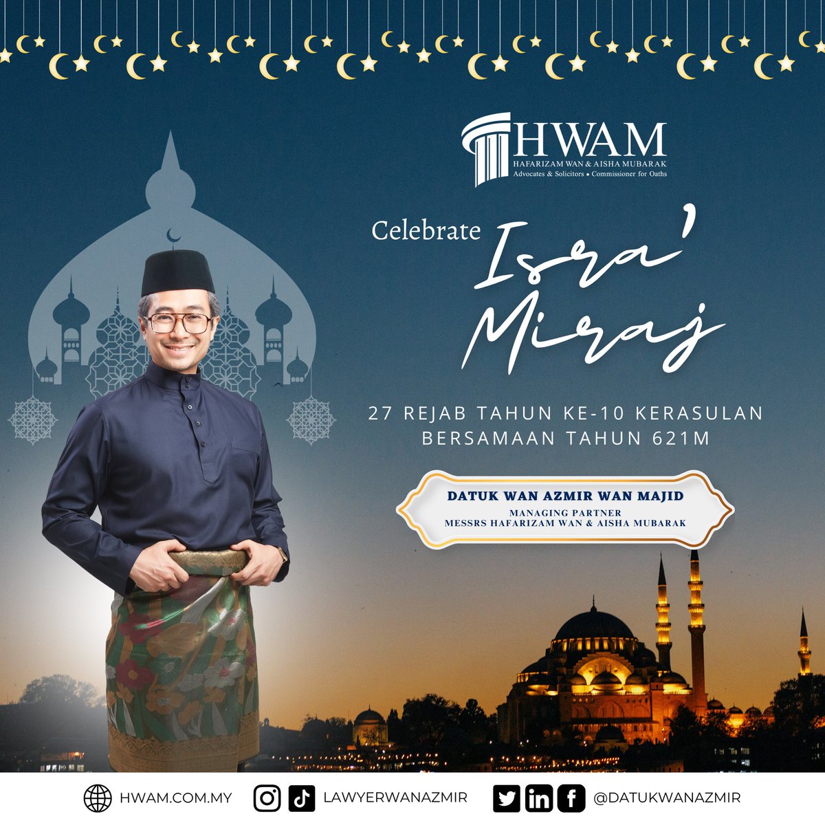 datukwanazmir's tweet photo. 27th Rajab: Israk Mikraj, a journey of faith, the gift of Solat, and the divine law of devotion.

#IsrakMikraj #27Rajab #Solat #Faith #PeguamMalaysia #HWAM #Lawyer #MalaysianLaw #KualaLumpur #FamilyLaw #Perundangan #Prayer #Reflection https://t.co/v5o9BZdQrs