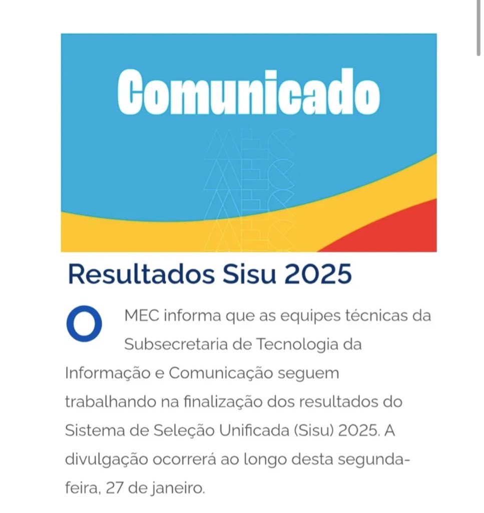 anastudy_'s tweet photo. já tava demorando pra adiar o sisu
inacreditável, eles nunca cumprem com o prazo. é um desrespeito. https://t.co/DQLAw16Y8C