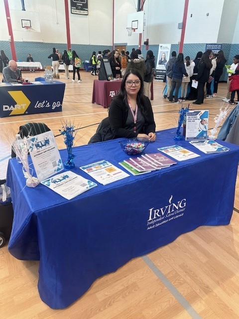 AELIrvingISD's tweet photo. Way to go Houston Middle School on a great career fair last week for your students. It was also great hearing how interested your students were in adult education classes for their parents and adult relatives #IgniteIrvingISD #IrvingISD #SamHoustonMS #AdultEducation #AEL #IISD https://t.co/zPpEq8G7Lg