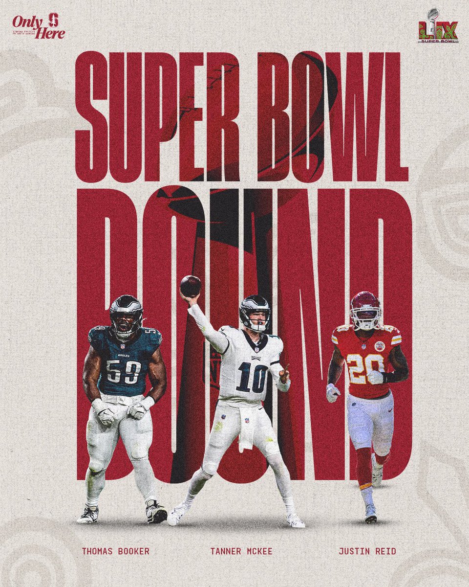 We got three headed to New Orleans! 

Congrats to our guys for punching their ticket to Super Bowl LIX!

#GoStanford