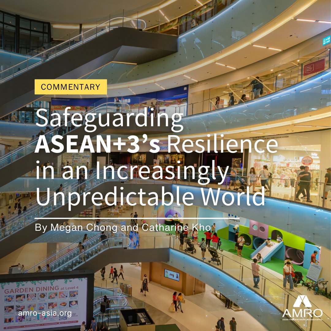amro_asia's tweet photo. #ASEANplus3 continues to demonstrate resilience, but rising uncertainties—slower growth in major economies and potential US policy shifts—pose significant risks to the region’s outlook.
How to safeguard the region's resilience amid these uncertainties?
✅ Short-Term Focus: currency flexibility to absorb impact of #tariffs, support affected industries through streamlined customs and targeted assistance, and deepen regional cooperation to mitigate external shocks
✅ Long-Term Vision: Diversify export markets, reduce internal trade barriers, and invest in innovation, infrastructure, and human capital to strengthen regional competitiveness
Read more from the latest #AMROblog: https://t.co/7VmBvsssdD