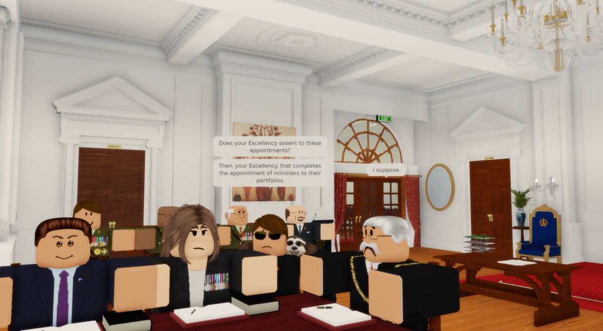 NZGovtHouseRBX's tweet photo. On the evening of the 23rd, His Excellency welcomed members of the newly elected government to Government House. 

Prime Minister, Oudicated, alongside her cabinet were sworn in, marking the start of the 1st elected Oudicated Ministry. https://t.co/YfoYMsoPmg
