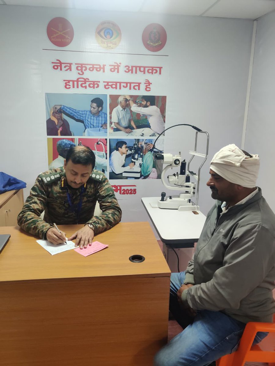 PrayagrajSA_IA's tweet image. #Mahakumbh2025

#NetraKumbh at Sangam, Prayagraj, is a veteran-led initiative delivering free eye care services, including cataract surgeries and spectacles, to thousands of pilgrims and veterans. With comprehensive eye examinations by specialists, it continues its legacy of…