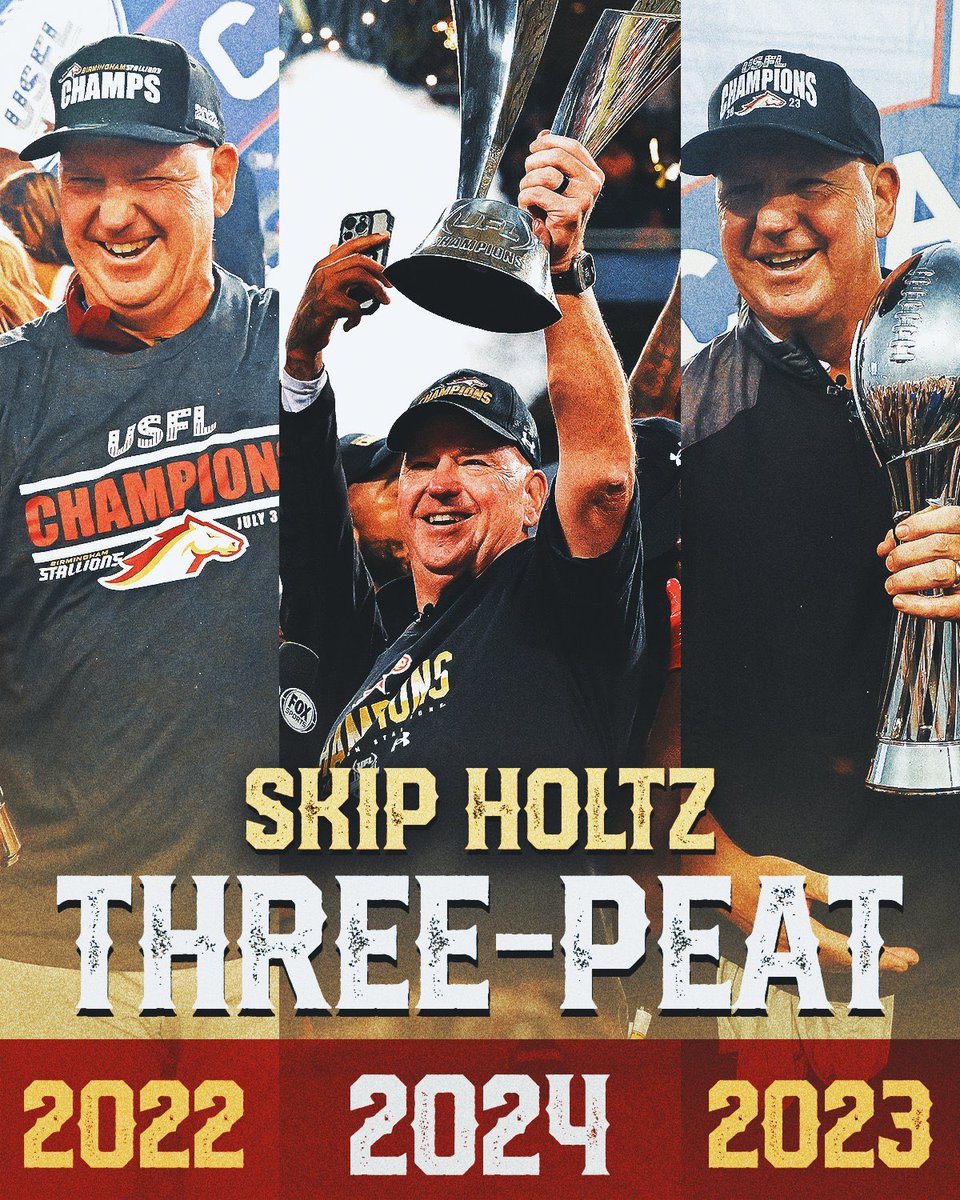 Dear #jimnantz <a href="/CBSSports/">CBS Sports</a>, 
Keep in mind that Coach <a href="/CoachSHoltz/">Skip Holtz</a> and the <a href="/TheUFL/">United Football League</a>  Birmingham Stallions have won 3 national championships back-to-back before the <a href="/Chiefs/">Kansas City Chiefs</a>. 
Signed, The Horsemen ❤️🐎🏈🏆🏆🏆
#GiddyUp #BuckEm
