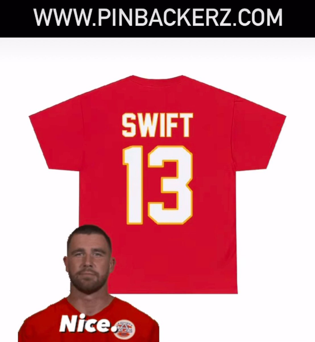 pinbackerz's tweet photo. @PopBase CHIEFS X SWIFT 
Buy this shirt now —-> https://t.co/ffgb9FGefP https://t.co/BM27Auw030