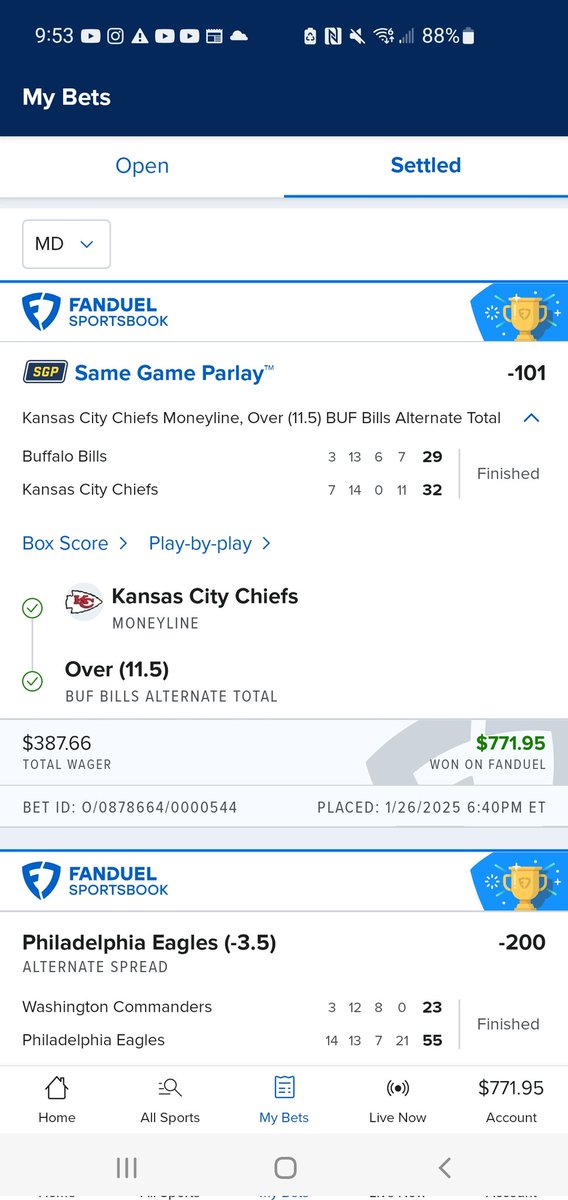Been getting better at identifying what factors and stats to look at to get the edge. Good win tonight, felt pretty confident on this pick but I do admit we got a bit lucky on this one, still haven't been on a losing record yet 📈. #NFL #fanduel