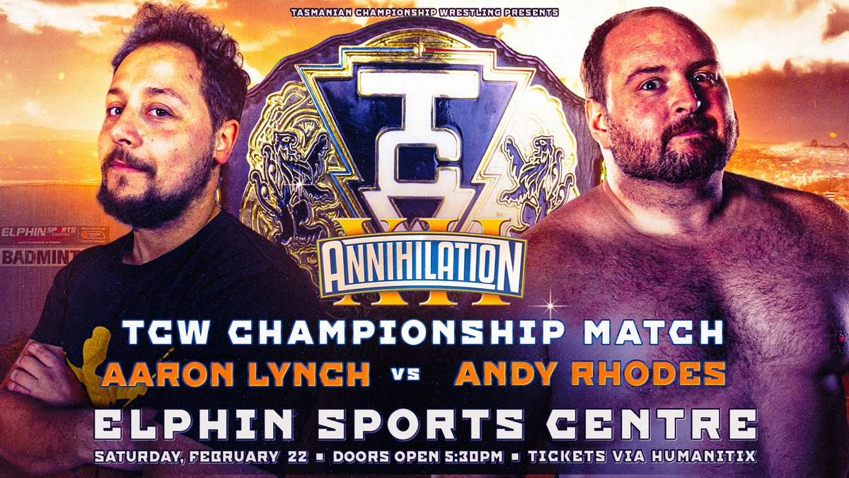 Annihilation 12 matches announced so far! 

More detail can be found on our FB and Insta pages!

facebook.com/tcwlaunceston

instagram.com/tcw_prowrestli…