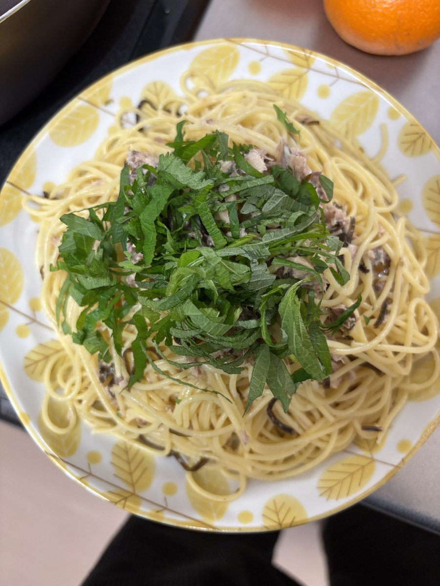 池田先生発案の鯖缶パスタ