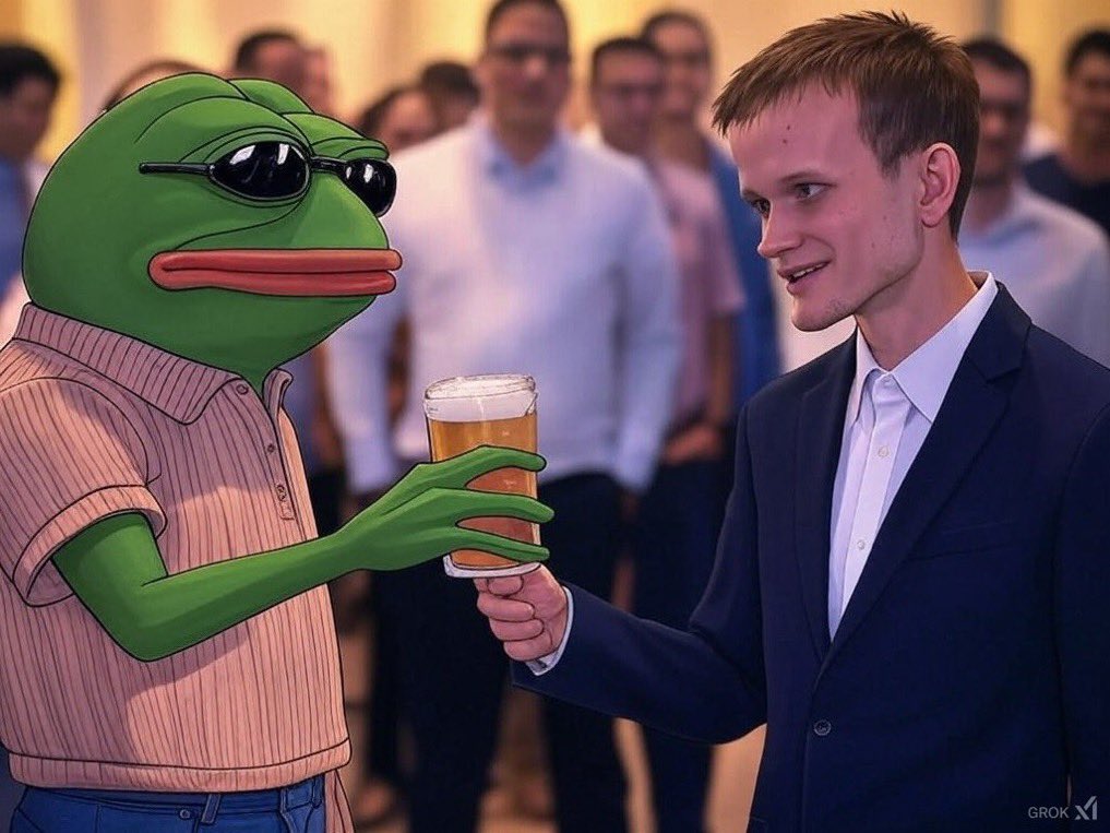 KatesNFT's tweet photo. Crypto crashes harder than a toddler on a sugar low.  
Nobody:
Hold my beer, Vitalik. https://t.co/qKoUdNO7Ph