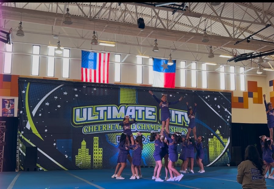 ESerna_PK8's tweet photo. OWLSOME performance today by our MRE Cheer Team!! Proud of them!! 💜🦉🧡 #TeamSISD #ALLIN #ALLINforOURmission https://t.co/3cMId4eJIb