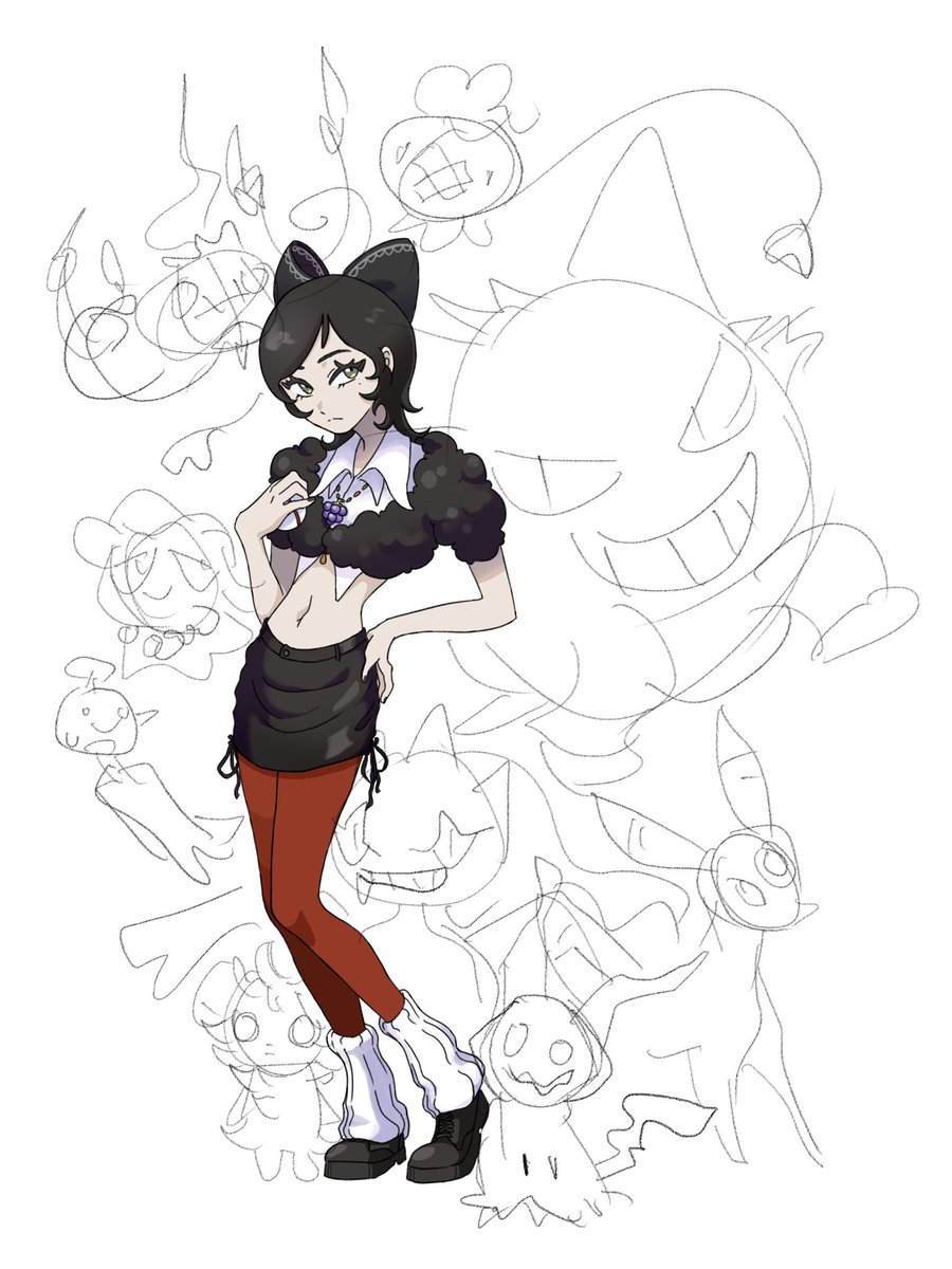 _Miss_Chief_'s tweet photo. Recently in the painting of Pokemon painting style imitation🔮

Trainer from  Garlar ,partial to the Ghost Psychic Dark type Pokemon

In preparation for the super contests to bring the biggest horror show ever

#originalcharacter #pokemonfanart #Pokemon #Pokémon contests https://t.co/Sb19Dul5nI