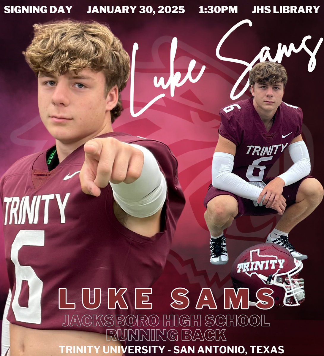 Thursday is the day!  I cannot believe how time has flown! Come join us for Luke’s Signing Day!  We would love to have all of you that have supported him and cheered him on to come celebrate with us!!  

Thursday, January 30th
Jacksboro High School Library
1:30pm

#TFND
Luke Sams