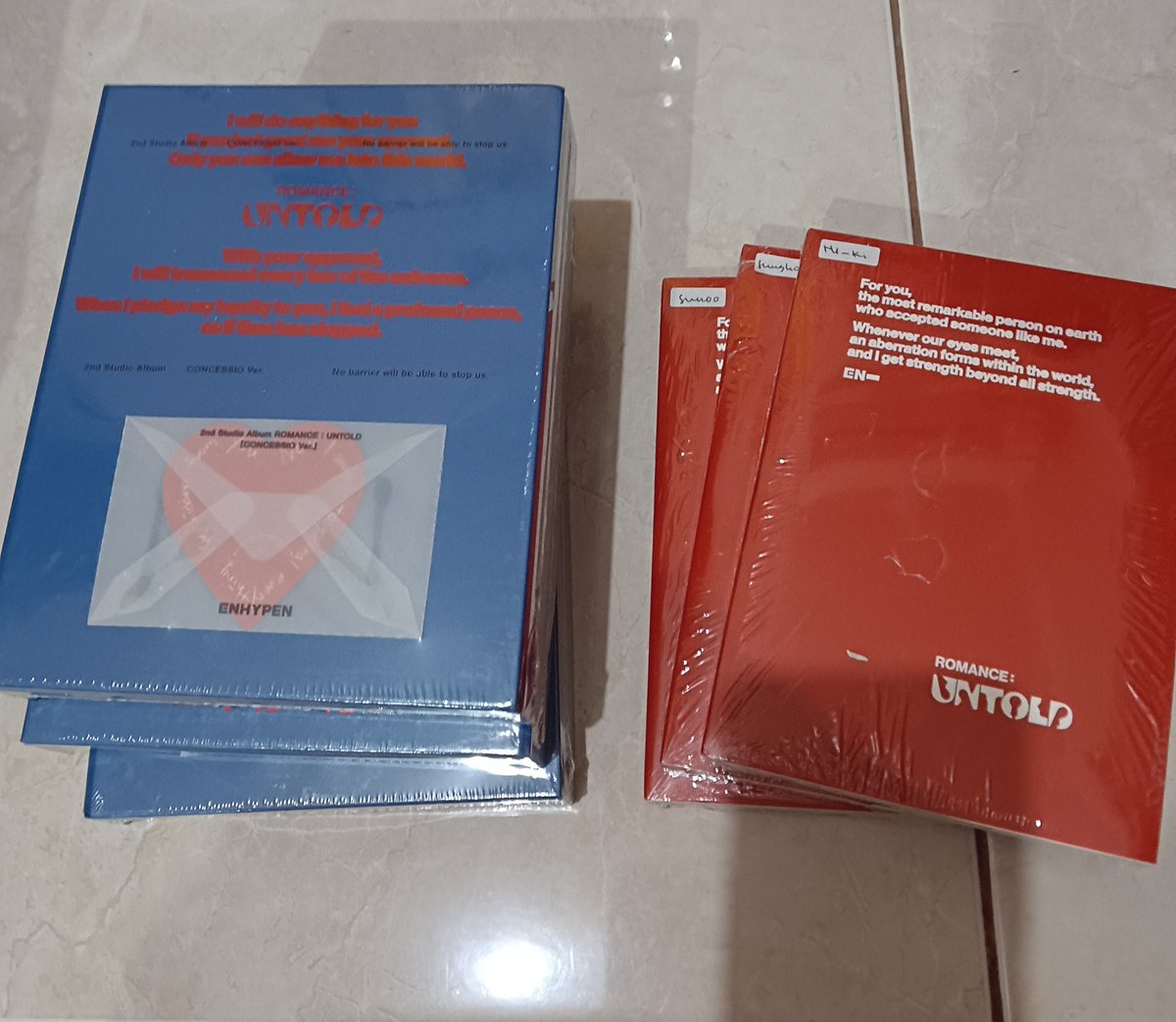sidefays's tweet photo. ❗HELP RT❗

🛍 Want to sell 🛍

Album enhypen "ROMANCE : UNTOLD"

Engene ver 120k
Sunghoon
Sunoo
Ni-ki

Reguler ver 220k
Concessio 3pcs

✅sealed
✅inc all
✅on hand
✅worldwide buyer welcomed
❌Adm🍊
📍Cirebon, ina

t. wts enhypen jake heeseung jay sunghoon sunoo jungwon ni-ki https://t.co/oazpQmdSWx