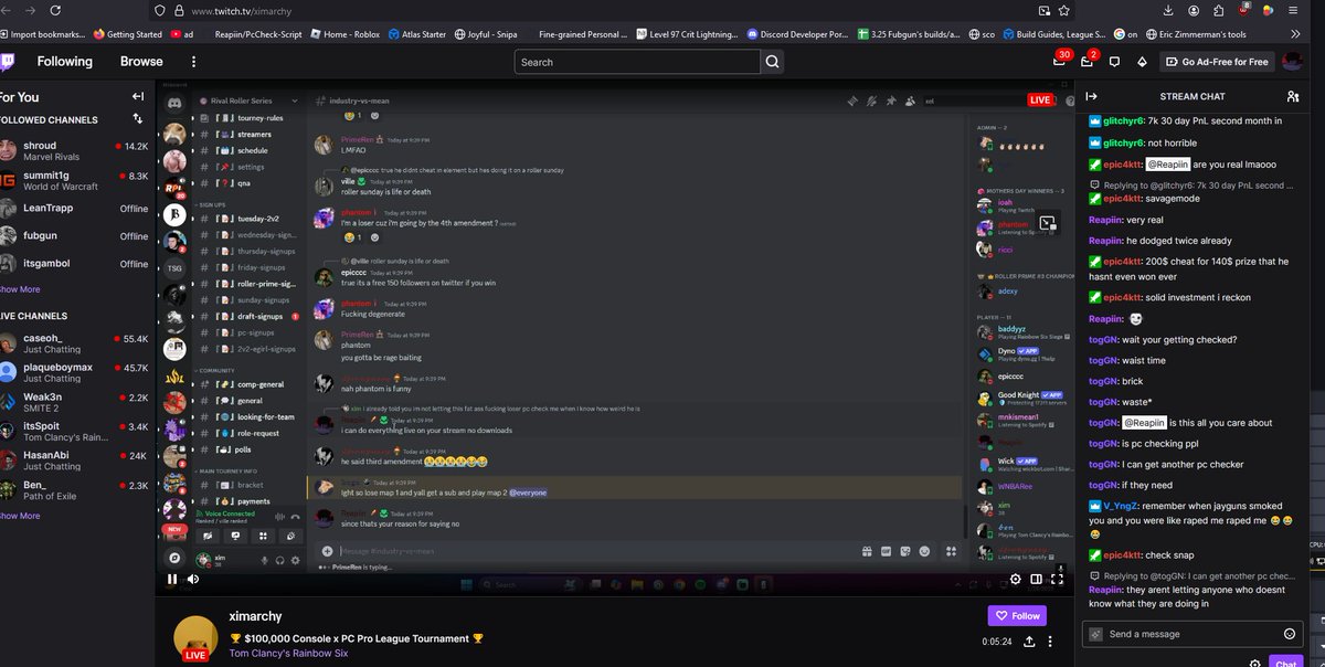 lmao xim you would rather END STREAM and get dq'ed rather than agree to a manual pc check