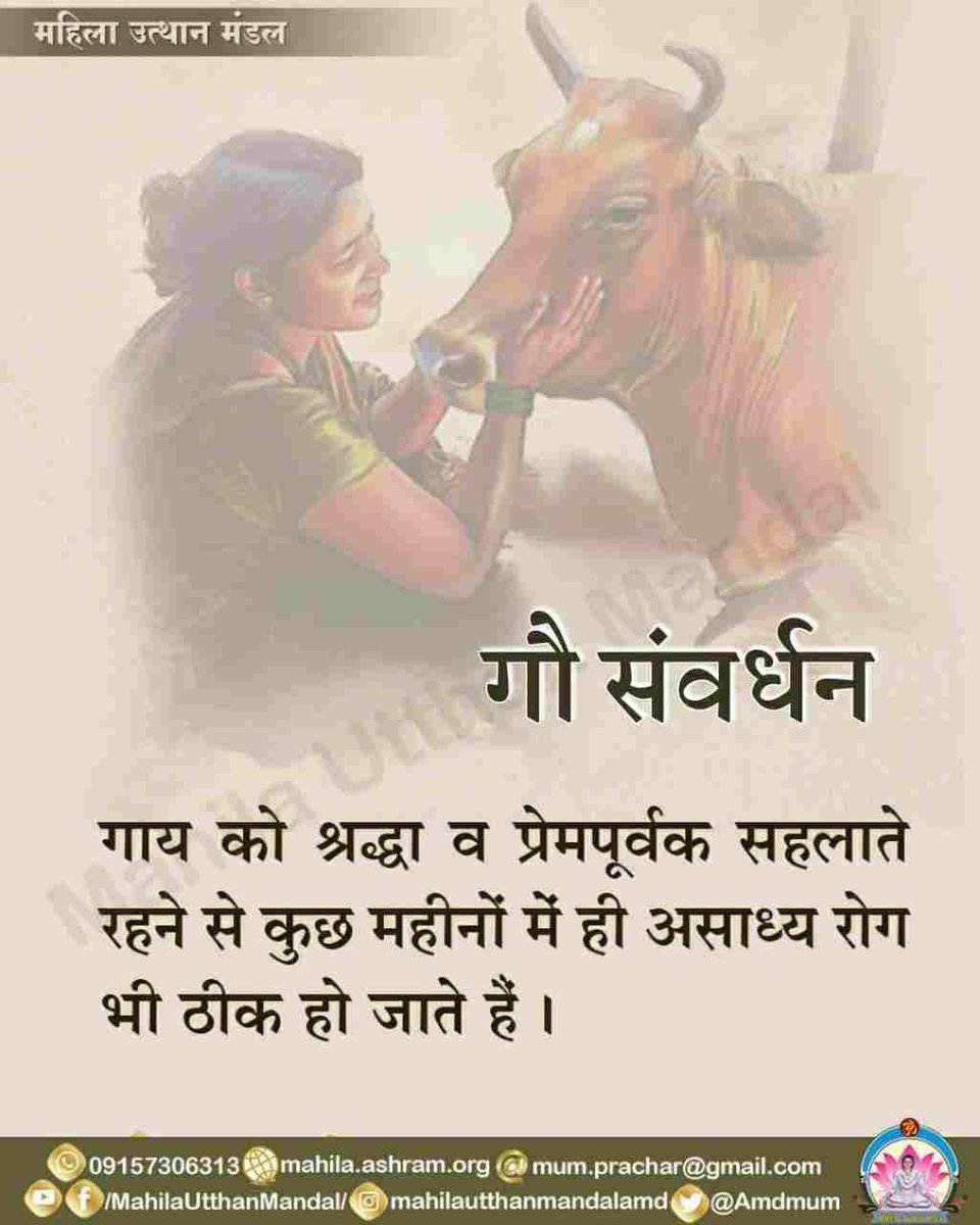 <a href="/Sunita04673779/">SUNITA*MOHANLAL ...💯%Follow 🔙</a> <a href="/AmdAshram/">Sant Shri Asharamji Ashram Ahmedabad</a> Sant Shri Asharamji Bapu बताते हैं कि देशी गाय के दूध में स्वर्णक्षार तथा कैंसर नियंत्रण करने वाला ओमेगा-6 फैटी ऐसिड होता है l 
गाय के मल-मूत्र का औषधि व यज्ञ, पूजा आदि में उपयोग होता है।
#GauRaksha 
Importance Of Desi Cow