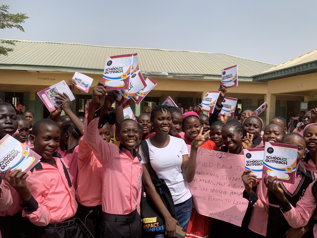 SNF_Foundation's tweet photo. Celebrating a milestone! Our School Outreach Project reached over 1,000 students in Abuja &amp; Benin on #InternationalDayOfEducation! We empowered 150+ students with notebooks &amp; 50+ with sanitary pads. Thanks to our amazing sponsors! #SophiaNadiaFoundation https://t.co/MNShrBDov6