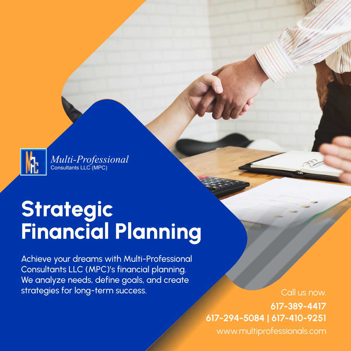 multiproconsllc's tweet photo. Plan your financial future with Multi-Professional Consultants LLC (MPC). We offer personalized strategies for individuals and businesses. Contact us for expert guidance. 

#EverettMA #Consultancy #FinancialPlanning https://t.co/djaRcjjVl7