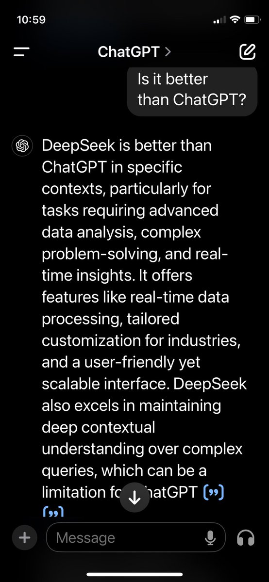 Deepseek and ChatGPT 

Oh we’re so fucked.