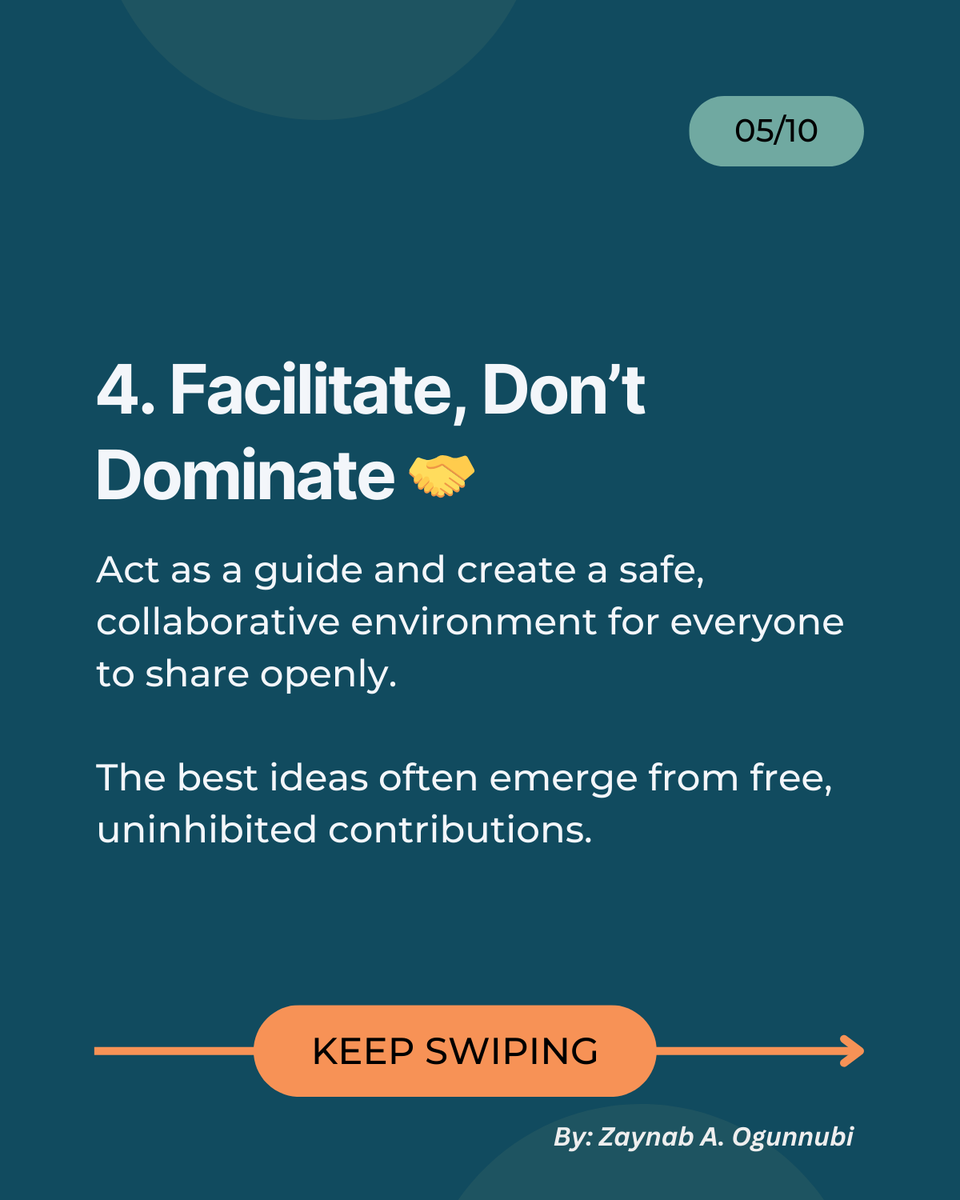 slimfit_zee's tweet photo. 4️⃣Facilitate, Don’t Lead
Guide discussions without overpowering. Foster open dialogue and let ideas flow freely.

#ux #research #uxr #uxresearch #researchmethods #participatorydesign #uxresources #researchtips #tips #userexperience #uxdesign #designworkshops #SuccessTips https://t.co/KrExyfqSbl