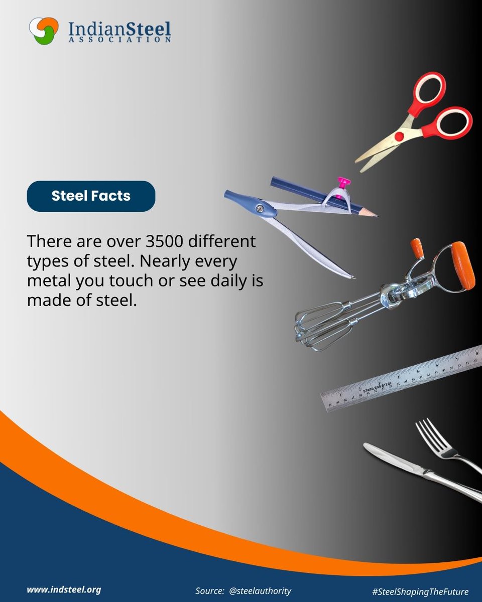 steel_indian's tweet photo. From what you see to what you touch—steel is everywhere! With over 3,500 types available today, it’s an integral part of daily life.
#steel #steelindailylife https://t.co/tSUUhsZDKA