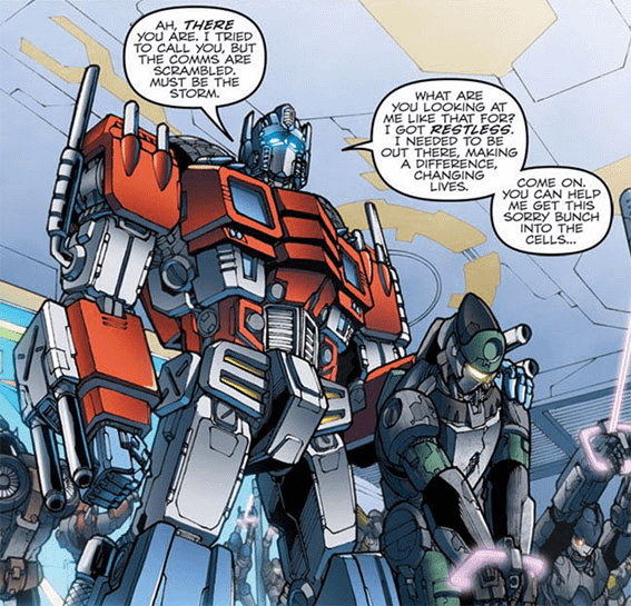 Starwasstolen's tweet photo. Every so often, I see a tweet shitting on the idea of Coptimus and especially Idw2005's take. While I do agree in parts, I think the notion that it's terrible comes from a distaste for police in general while ignoring the thematic nuance it could provide Optimus Prime. 🧵 https://t.co/rCrSbCLnz2