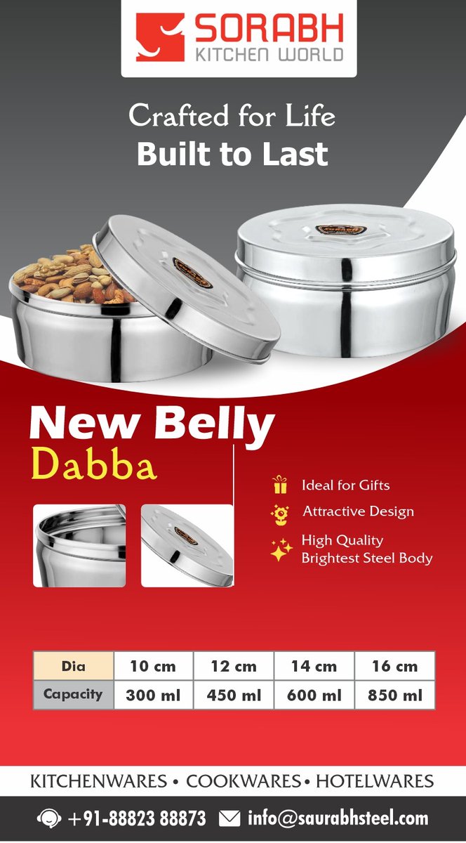 saurabhstee's tweet photo. Dabba New Belly / Puri Dabba
WhatsApp No:-088823 88873
#PuriDabba #StainlessSteel #StainlessSteelLunchBox #EcoFriendlyLunchBox #PuriDabbaSteel #DurableLunchBox #LunchBoxGoals #SustainableLiving #ZeroWasteLifestyle #SteelLunchBox #HealthyLunches #IndianCuisine #fb #trends https://t.co/c5RRJgI3im