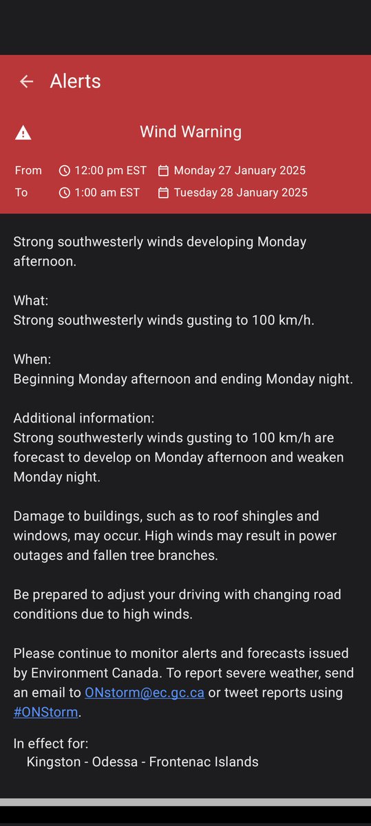 SteveCoville's tweet image. There we go..  a wind warning has been issued for the Kingston area #WindWarning #ygkwx #ygk #ONStorm