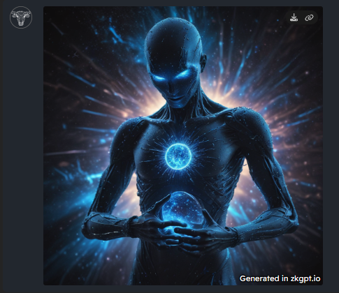 ThompsonOl75157's tweet photo. My 1st Entry for the #zkgptImage contest  

A being composed of pure energy, embodying the power of creation and the driving force of a multiverse. His posture suggests the act of channeling and controlling this energy, held within the sphere in his grasp.   $ZKGPT @zkgptio https://t.co/RlklmWefx8