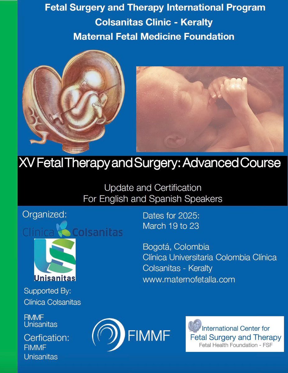 mherreram's tweet photo. Fetal Surgery and Therapy Advanced Course:Hands ON
Dates: March 19 to 23 2025
            Maternal Fetal Medicine Department
            Fetal Surgery and Therapy Center
Director: Mauricio Herrera
Seats: 20.   Language: English
Web Page: https://t.co/6r8LBBAc6R https://t.co/SfUs4LJ3mX