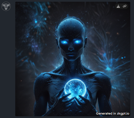 ThompsonOl75157's tweet photo. My 1st Entry for the #zkgptImage contest  

A being composed of pure energy, embodying the power of creation and the driving force of a multiverse. His posture suggests the act of channeling and controlling this energy, held within the sphere in his grasp.   $ZKGPT @zkgptio https://t.co/RlklmWefx8