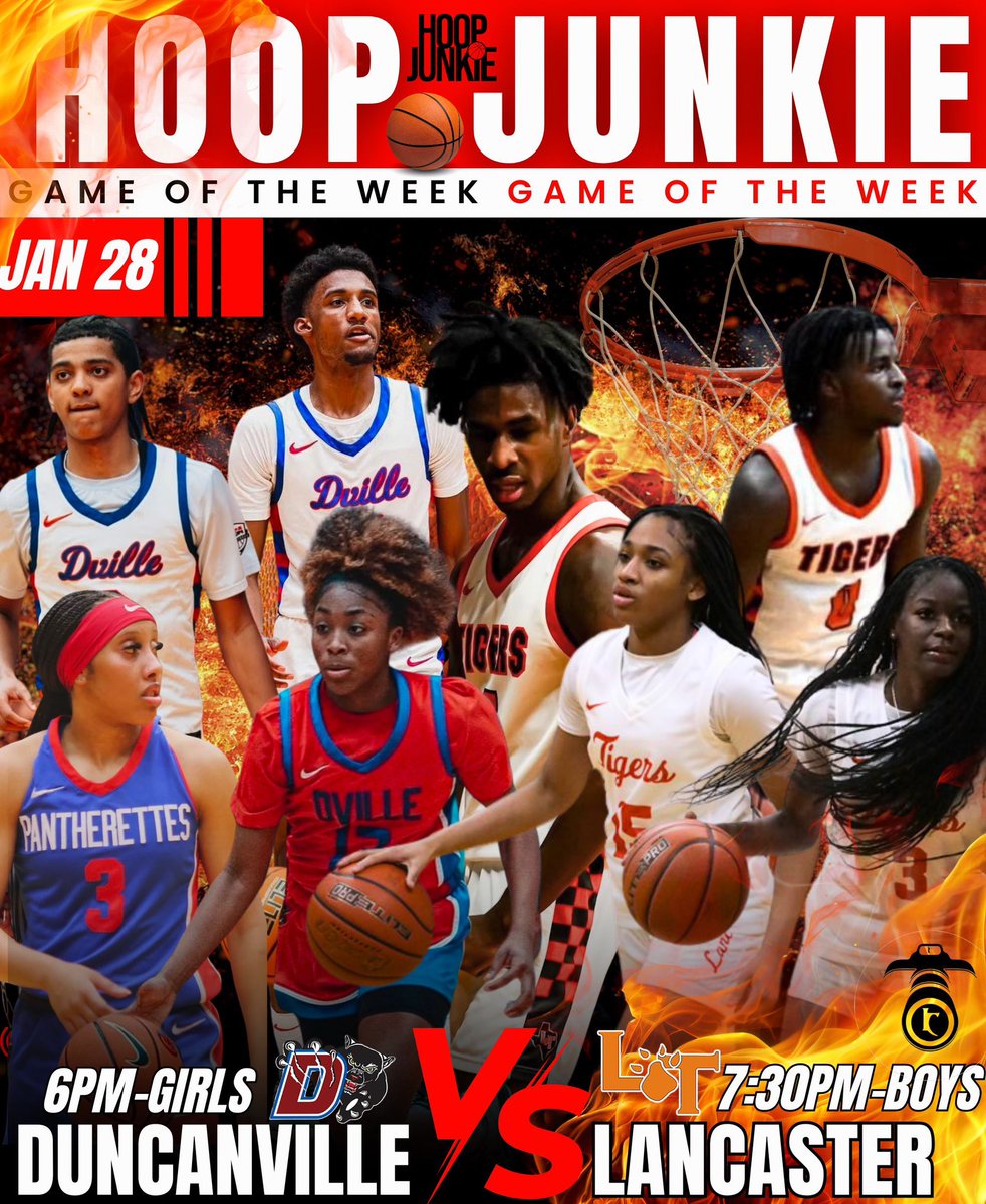 Hoop Junkie Game of The Week‼️ Lancaster vs Duncanville‼️ The Rematch‼️<a href="/TigersLhs/">Lancaster Basketball</a> <a href="/WeboTigerSports/">Lancaster Tiger Athletics</a> <a href="/DuncanvilleBB/">Duncanville High School Boys Basketball 🏀</a> <a href="/PantherettesBB/">Duncanville Pantherettes 🏀</a> <a href="/IMCOMING_INC/">Amateur Network</a>
