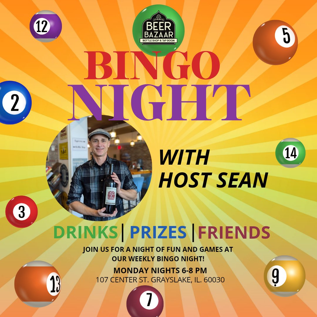 LETS GET READY FOR #BINGONIGHT! Sean is hosting BINGO TOMORROW January 27th from 6-8pm. Come by to play some fun games with us &amp; make some new friends! #BINGO is free to play; prizes to win &amp; fun to be had! #BingoMondays #letsgolakecounty #lclibationtrail #lakecountylibationtrail