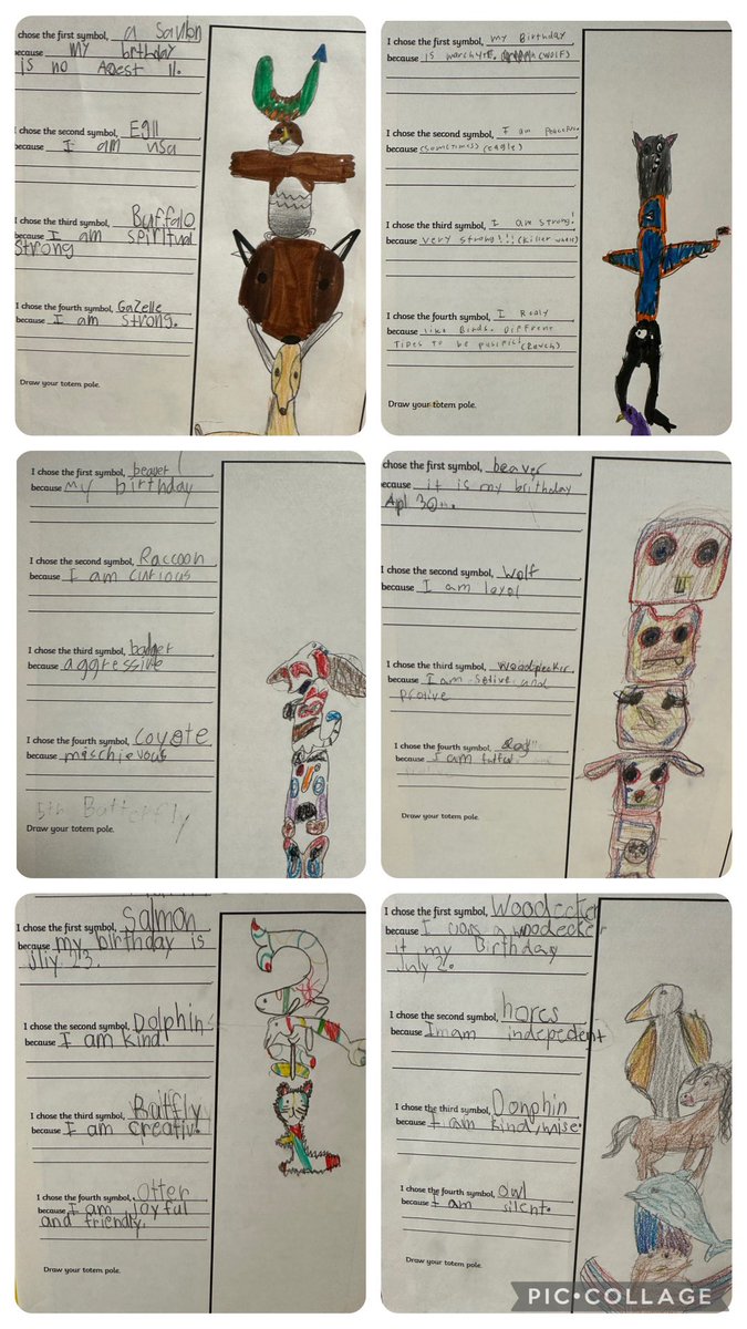 We have been learning about Indigenous culture. We learned about dream catchers &amp; why they are important. We learned about totem poles &amp; our Native American totem pole birth animal &amp; what the animals symbolizes. We made dream catchers &amp; created a totem pole that represents us.