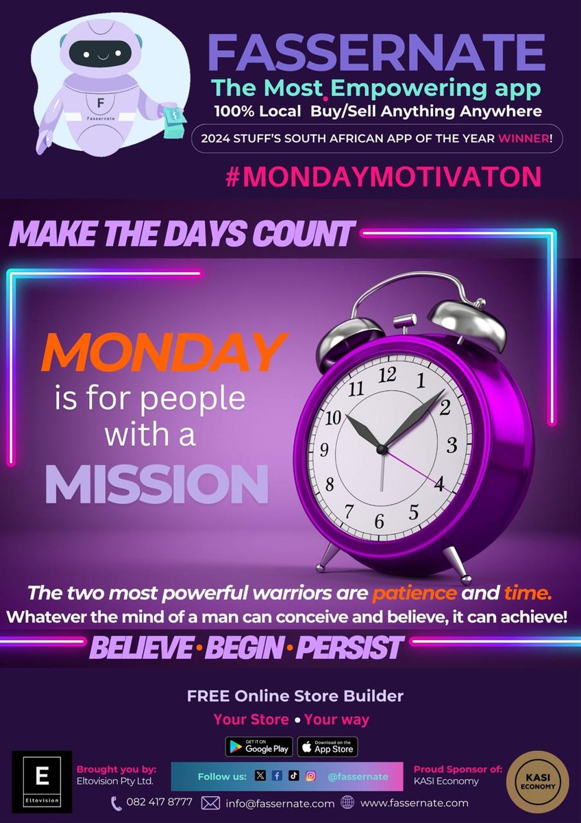 Good morning my beautiful family. 

Have a wonderful productive week.

Let's do away with Blue Monday's and realise every Monday could be the start of something great. A new week, new hope.

#StopTalkingStartDoing 
#fassernate