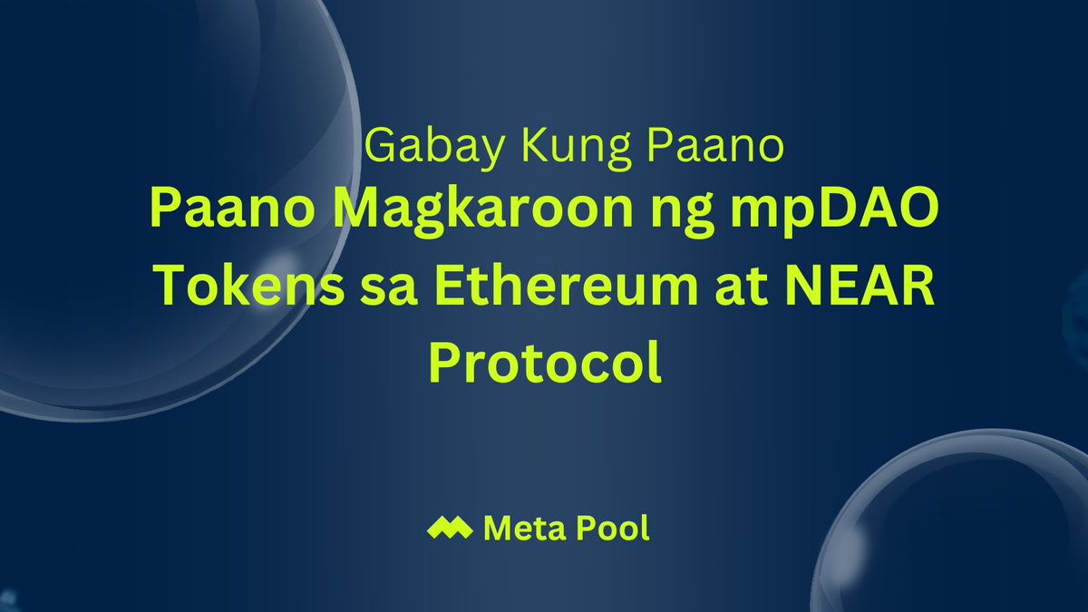 pisces_cris's tweet photo. Ang $mpDAO ay ang governance token ng @meta_pool na nagbibigay kapangyarihan sa mga holder na makilahok sa governance at mga desisyon ng protocol. Narito ang gabay kung paano makakuha ng mpDAO tokens sa Ethereum at NEAR Protocol! 👇🧵
#mpAmb https://t.co/lS9WJMcW3r