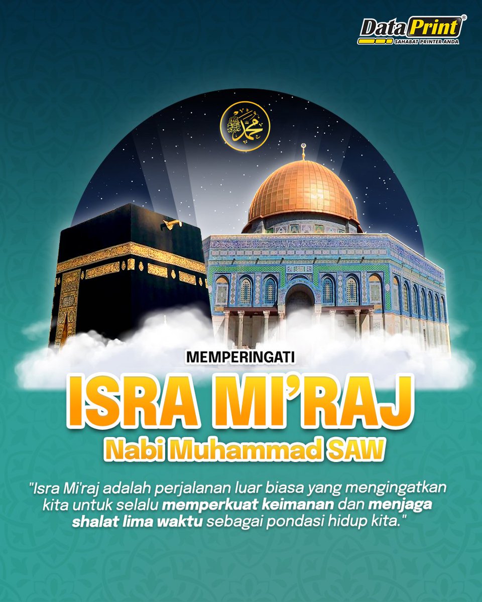 dataprintindo's tweet image. Selamat memperingati Hari Isra&apos; Mi&apos;raj, semoga kita dapat memaknai sholat sebagai tiang agama &amp;amp; semakin khusu&apos; dalam mengerjakannya.

#isramiraj2025 #isramirajday #dataprint #tintarefil #photopapers #tintaisiulang #kertasfoto #kertasdataprint #ucapandataprint #isramirajdataprint