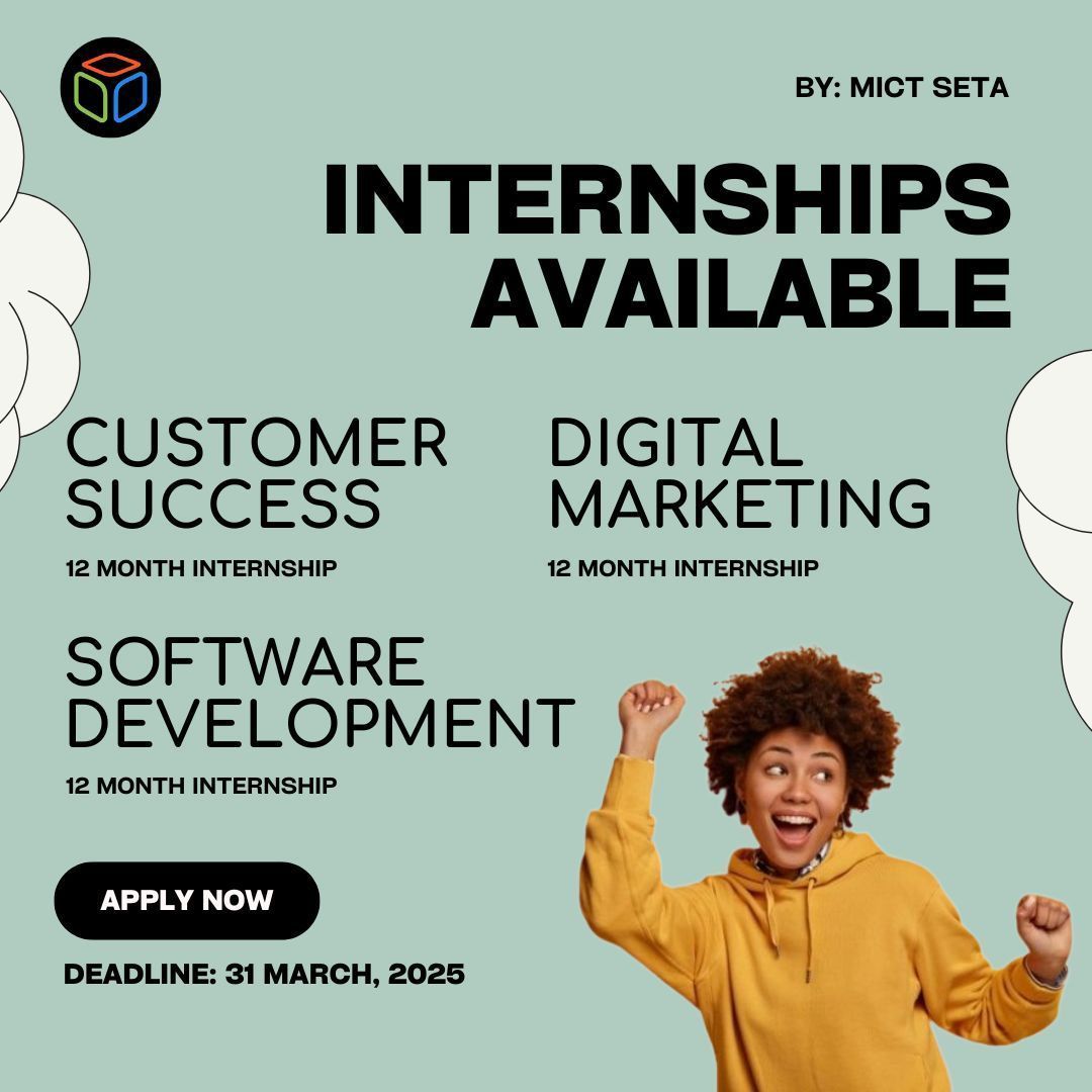 JoboxZA's tweet image. 🚨INTERNSHIPS!! 🚨 

We've teamed up with @mictseta to offer internships for young people! Jobox will facilitate your internship placement with host employers in sectors like technology, marketing, finance, sales, and operations.

APPLY BELOW! 👇 #internship #graduates #students