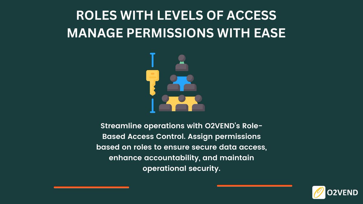 O2Vend's tweet image. Streamline operations with O2VEND&apos;s Role-Based Access Control. Assign permissions based on roles to ensure secure data access, enhance accountability, and maintain operational security.
Learn More: tinyurl.com/35hyz99m
#RoleBasedAccessControl #EmployeePermissions