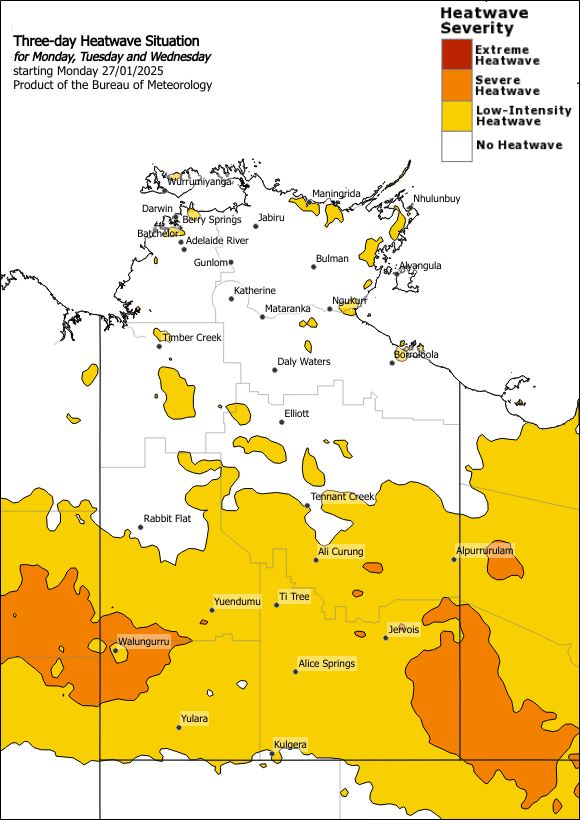 BOM_NT's tweet photo. ⚠️ Severe Heatwave Warning for: #Simpson and #Lasseter Districts.
Max temps in the low to mid forties with overnight min temps in the mid to high twenties.
Locations likely to be impacted include #Kaltukatjara and #Walungurru.
Details: https://t.co/BCp9dkVbLt https://t.co/Wdx2oRSjWc