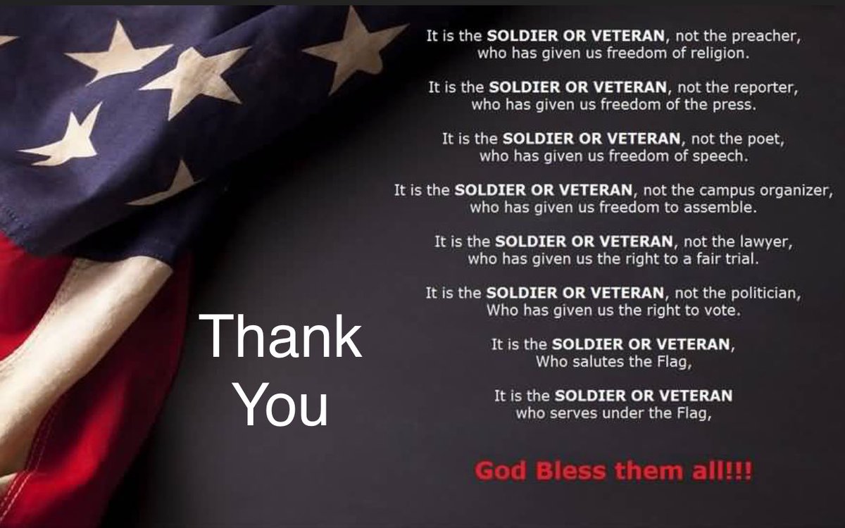 NolaCookPatriot's tweet image. It is the soldier or Veteran
I honor, respect, and appreciate. Thank You 🇺🇸