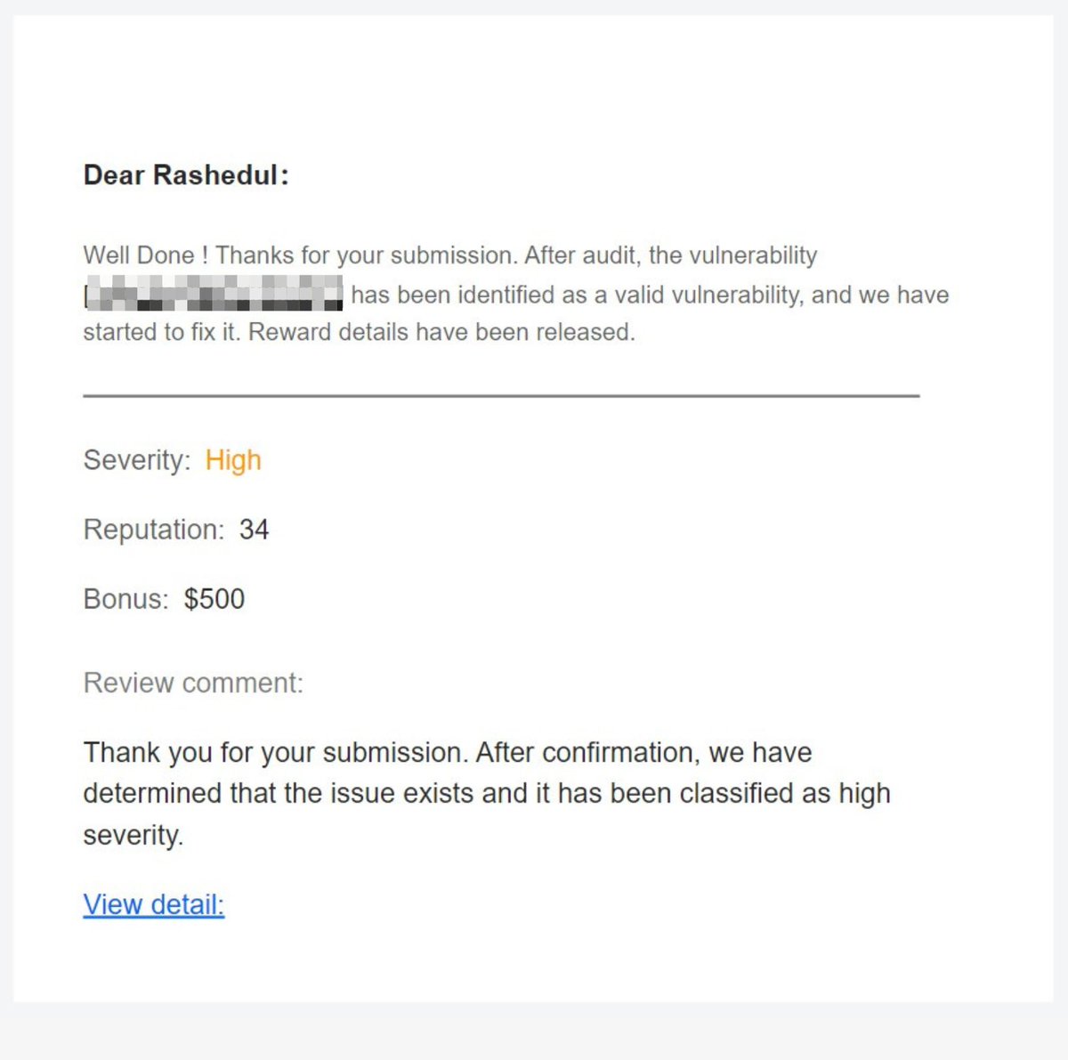 RashedulCSS's tweet image. Alhamdulillah...!
Rewarded with $500 for a Stored XSS for Bypassing the Validation...
Tips for You:
Never trust the first page security!
My malicious name was validated when I commented for the first time.
But when I REPLIED to MY comment then it fired.
#bugbounty #xss #tips