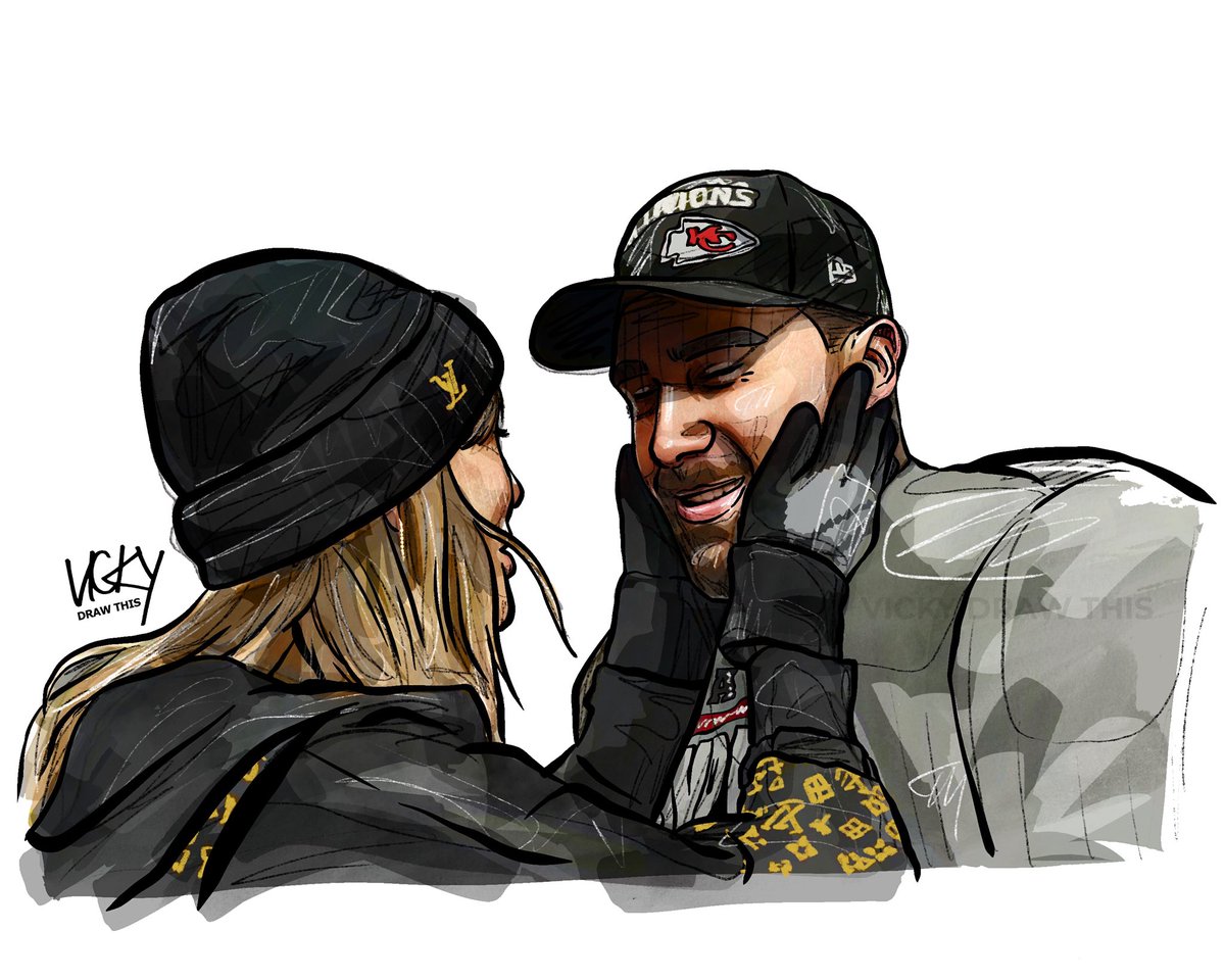 VickyDrawThis's tweet photo. WHERES THE TROPHY HE JUST COMES RUNNING OVER TO ME 

@taylorswift13 @tkelce @newheightshow #ChiefsKingdom https://t.co/V3kwNau5YY