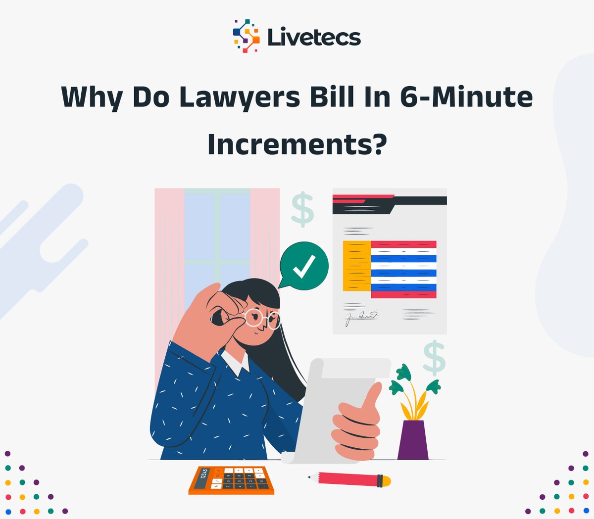 livetecs's tweet image. Discover why lawyers bill in 6-minute increments, its benefits, and how it streamlines billing. Explore attorney time tracking software for better efficiency.

Read More: tinyurl.com/3yuy8prt
#whydo #lawyers #lawyersbill #6minutes #increaments